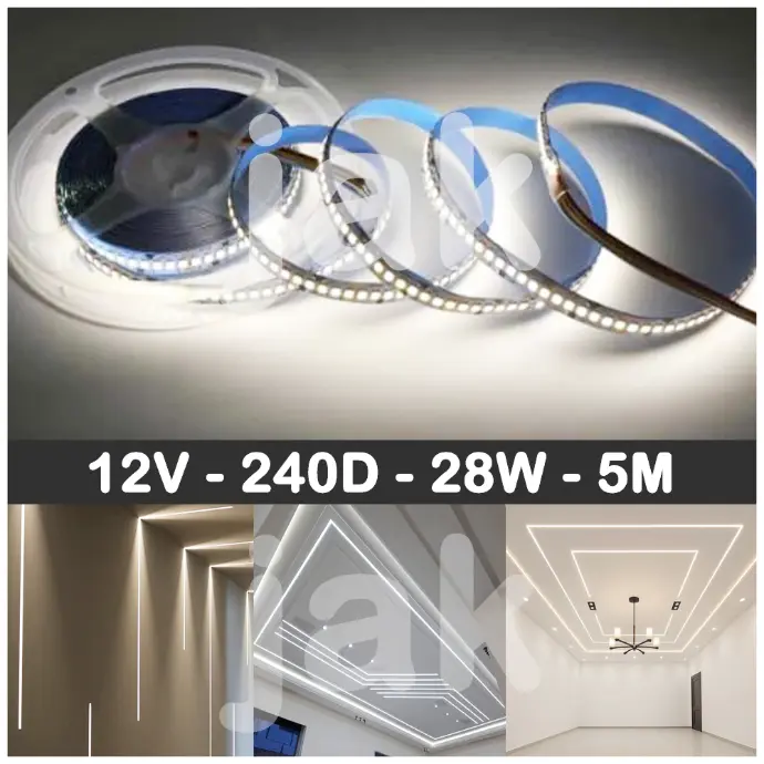 ليد بروفايل بجودة عالية ليد بروفايل 12V - 240D - 28W - طول 5 متر